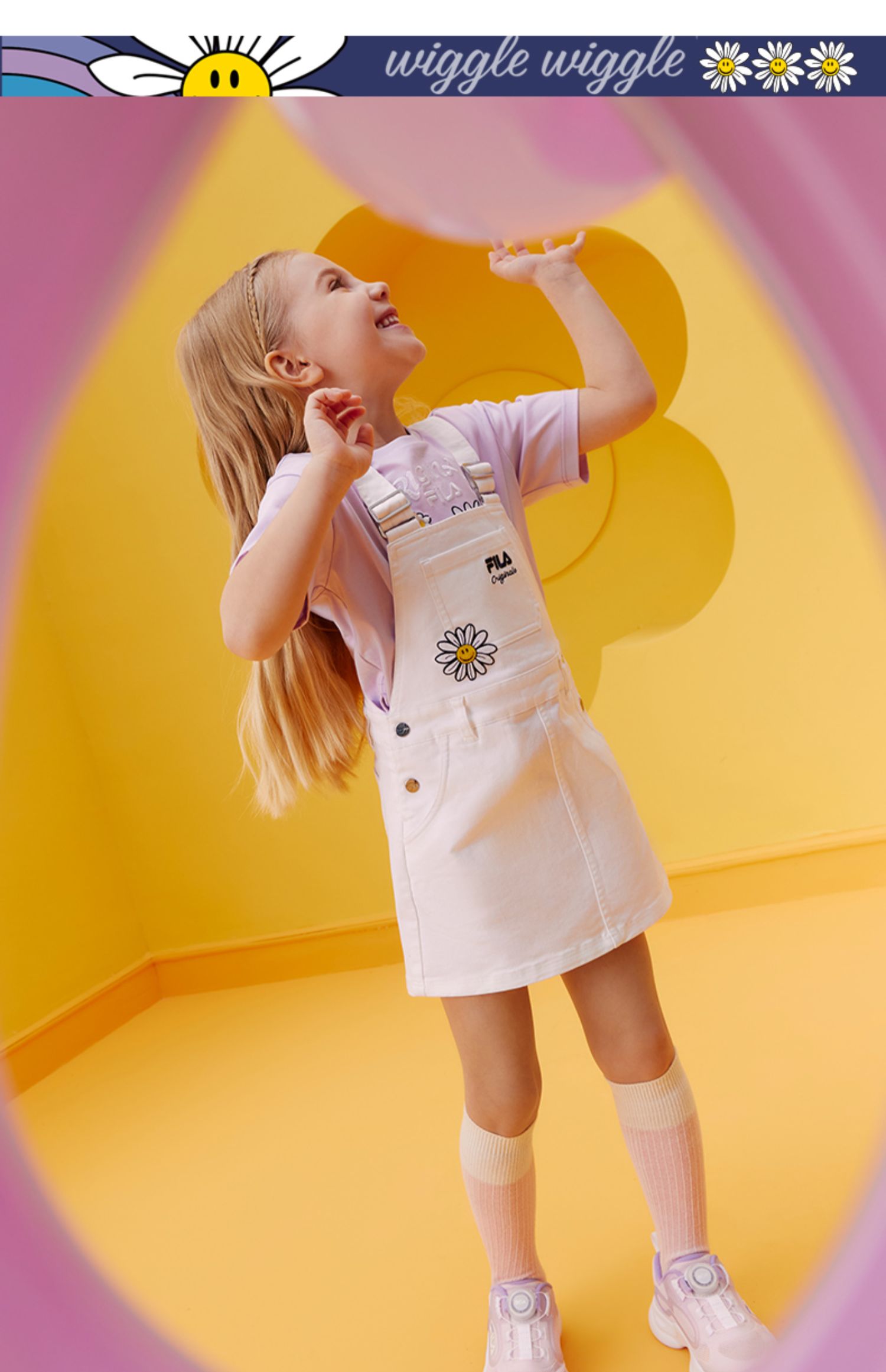FILA x WiggleWiggle Girls Overall Dress for summer in White