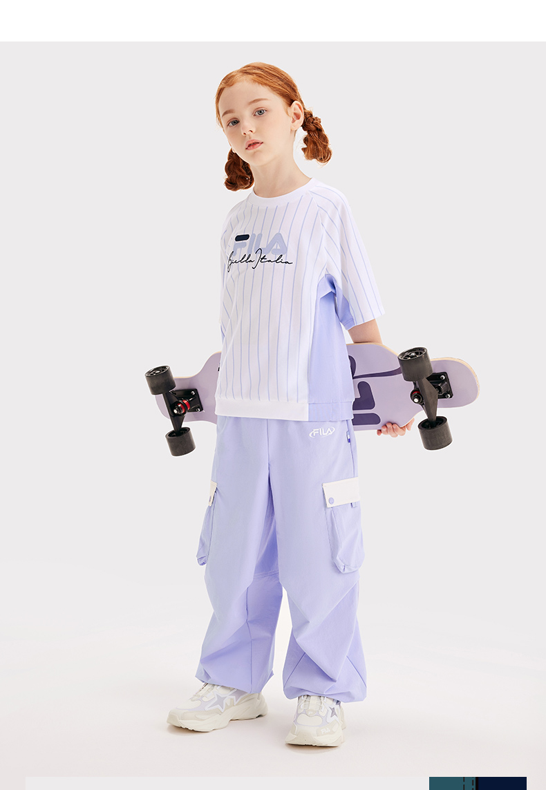 (130 - 165cm) FILA KIDS ORIGINALE Girl's Short Sleeve T-Shirt in White