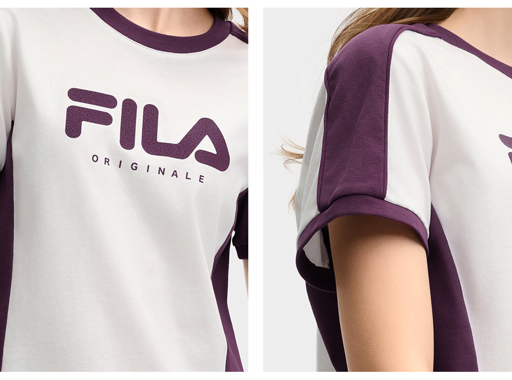FILA CORE LIFESTYLE ORIGINALE VANGUARD EXPLORATION Women Short Sleeves T-Shirt (Purple / White)