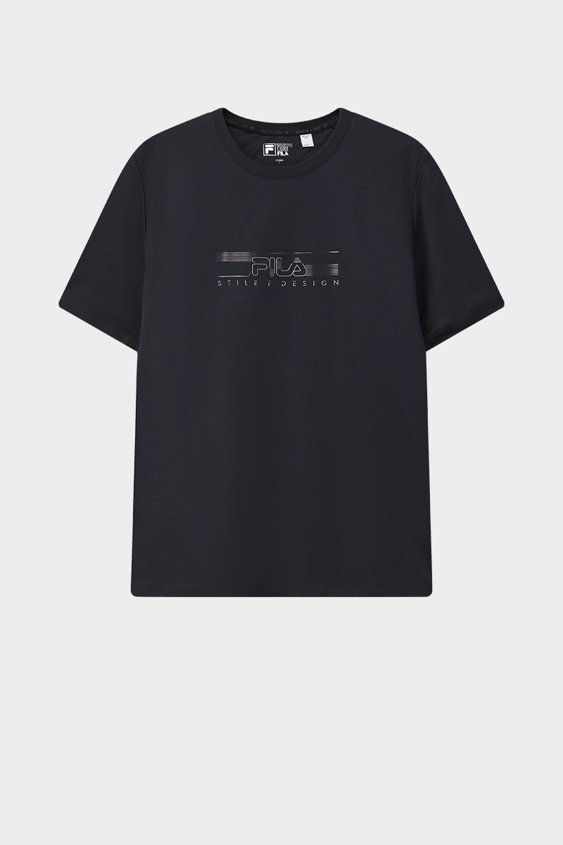 FILA CORE Men WHITE Knitted Short Sleeve Top NAVY