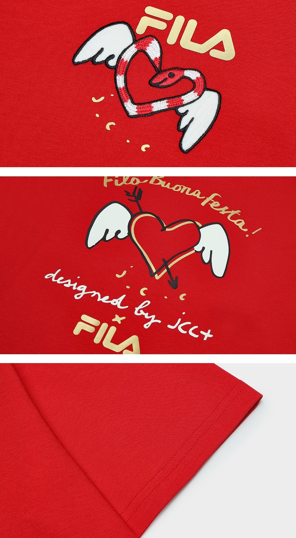 FILA CORE LIFESTYLE ORIGINALE FILA SOPHEY Unisex Short Sleeves T-Shirt (Black / Red / White) - Unisex