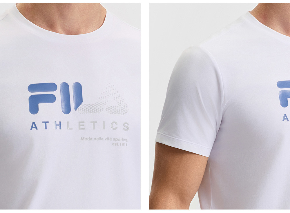 FILA CORE ATHLETICS FITNESS MEN ARTE ELEGANTE Men Short Sleeves T-Shirt (Orange / White)