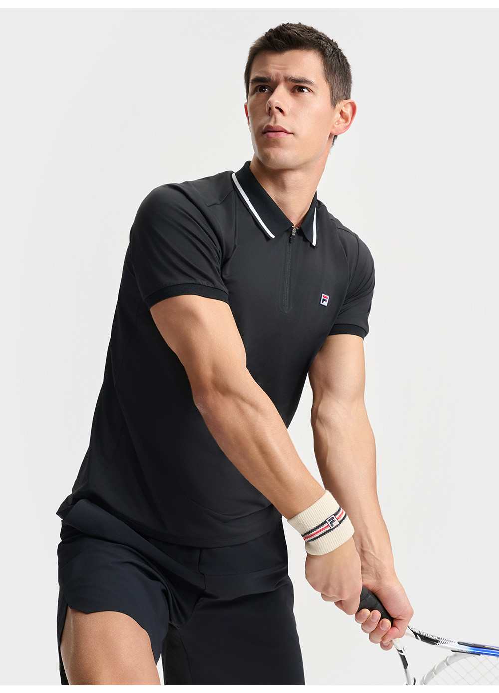 FILA CORE ATHLETICS TENNIS ELECTRONIC SWING Men Polo T-shirt (Black)