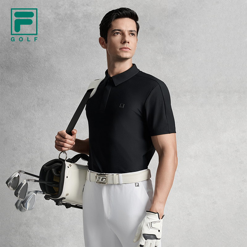FILA CORE ATHLETICS GOLF ELITE GOLF CLUB Men Short Sleeve Polo (Black)