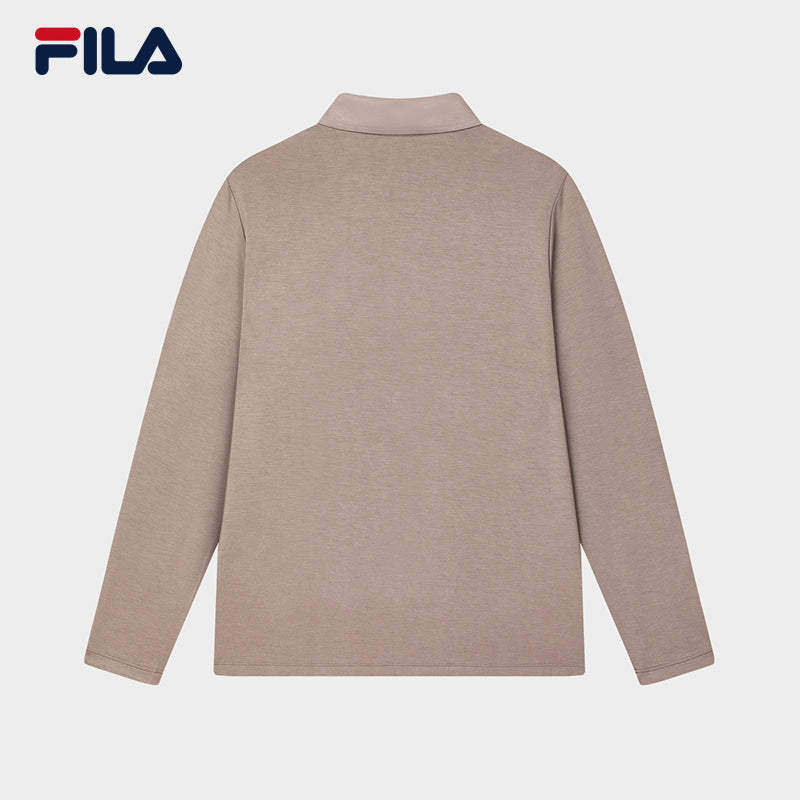 FILA CORE LIFESTYLE BLUE QUADRILATERO AESTHETICS Men Long Sleeve Polo (Black / Brown)