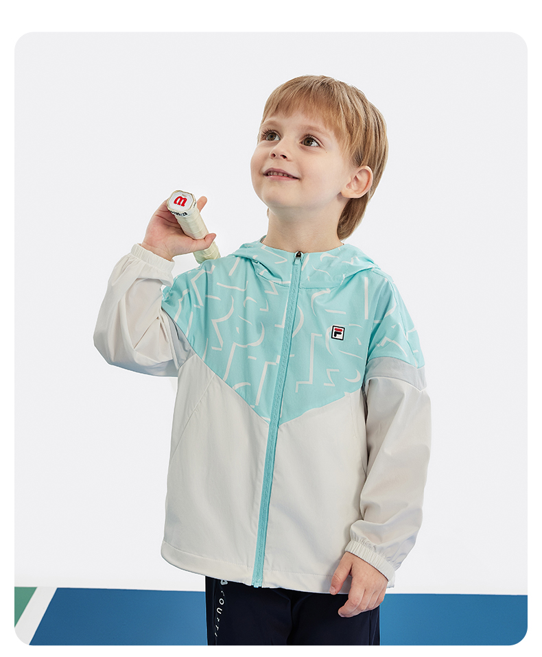 (105 -130cm) FILA KIDS PERFORMANCE TENNIS Boy's Sun-proof Jacket Hoodie in Full Print