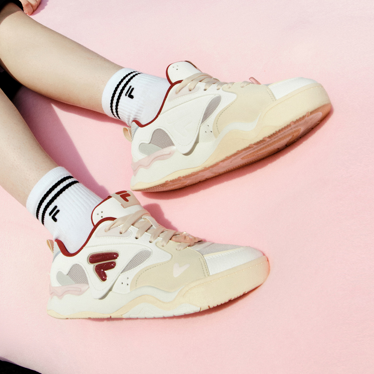 [V-Day Edition] FILA FUSION KICK II Women & Men Skate Shoes (Valentine's Couple Sneakers - Black and White )