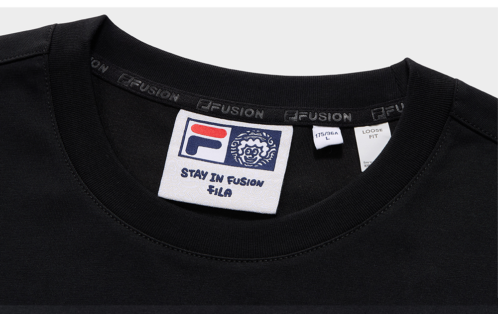 FILA FUSION  FUSION X MR DOODLE Unisex Short Sleeve T-shirt (Black / Light Blue / White)