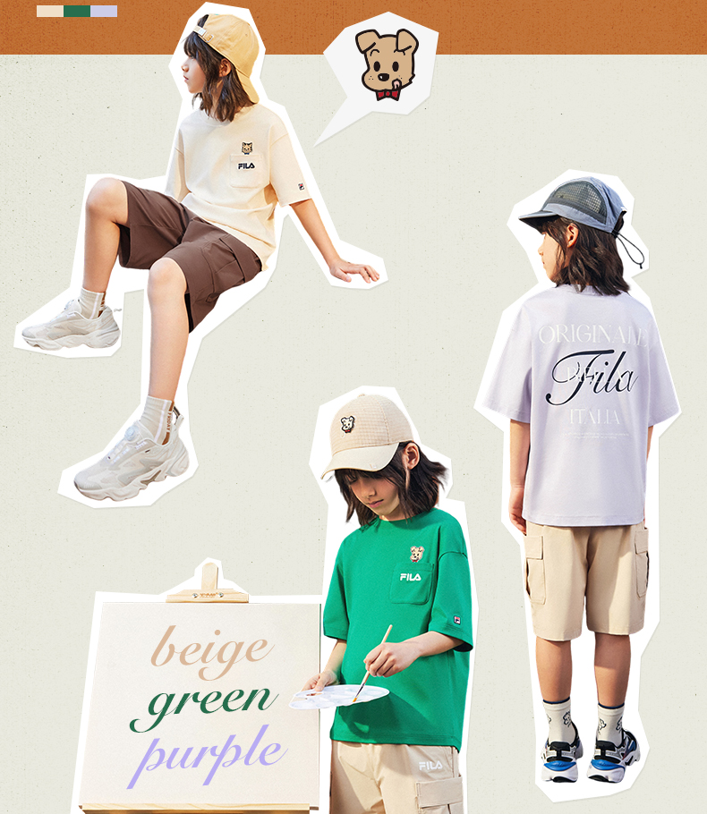 (130 - 170cm) FILA KIDS x OSAMU GOODS Unisex Short Sleeve T-Shirt
