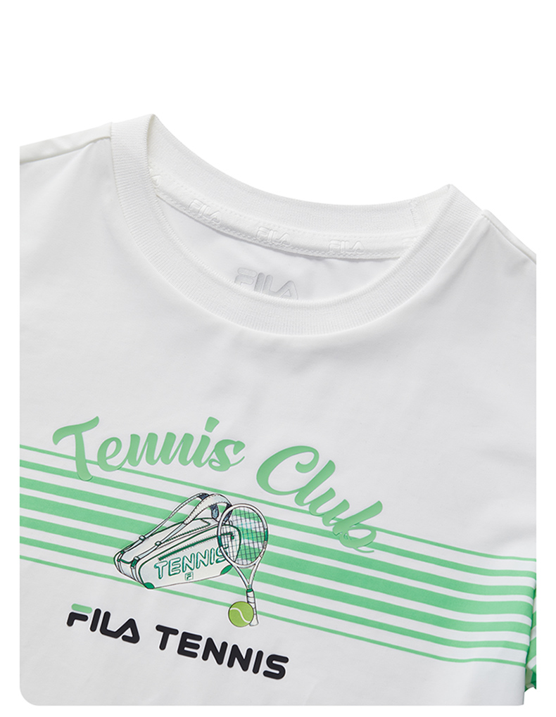 (105 - 130cm) FILA KIDS TENNIS Boy's Short Sleeve T-Shirt in White