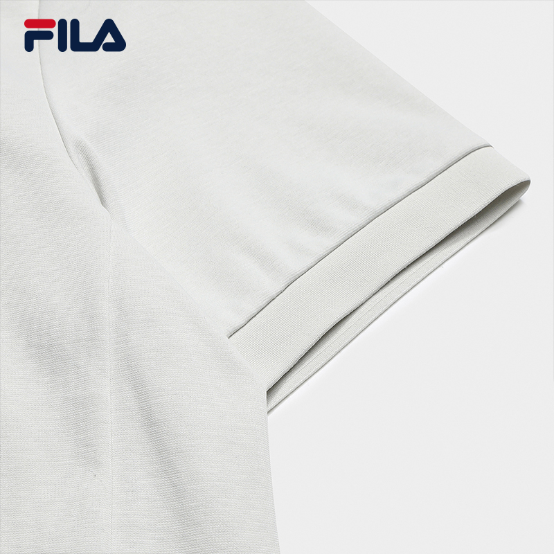 FILA CORE Men WHITE Knitted Short Sleeve Polo Shirt GREY