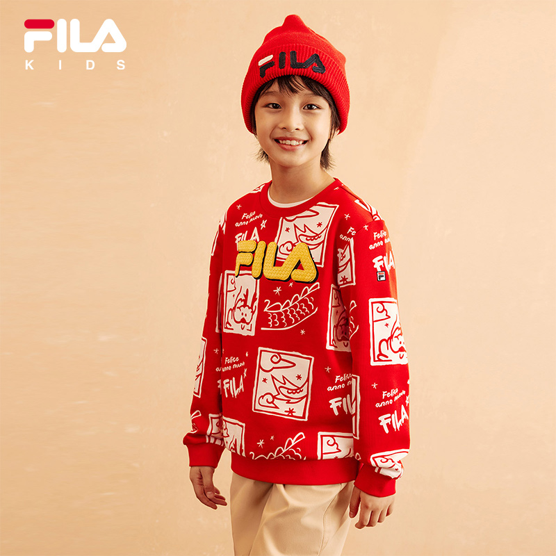 [ CNY Collection ] FILA KIDS ORIGINALE Boy's Pullover Sweater in Full Print Chinese New Year