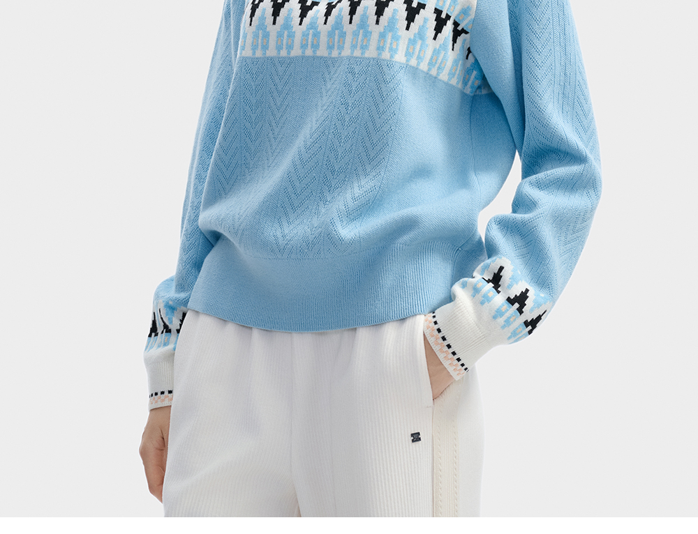 FILA CORE LIFESTYLE WHITE LINE GRENOBLE Women Knit Sweater (Full Print)