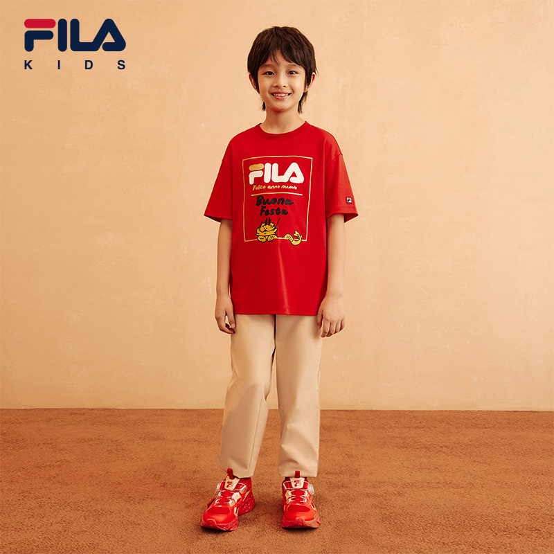 [ CNY Collection ] FILA KIDS ORIGINALE Chinese New Year Boy's Short Sleeve T-shirt in Red