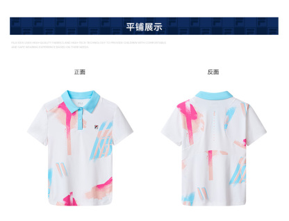(130-165cm) FILA KIDS ART IN SPORTS PERFORMANCE TENNIS Girl's Short Sleeve Polo in White