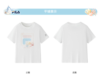 (105 - 130cm) FILA KIDS WHITE LINE Girl's Short Sleeve T-Shirt in White
