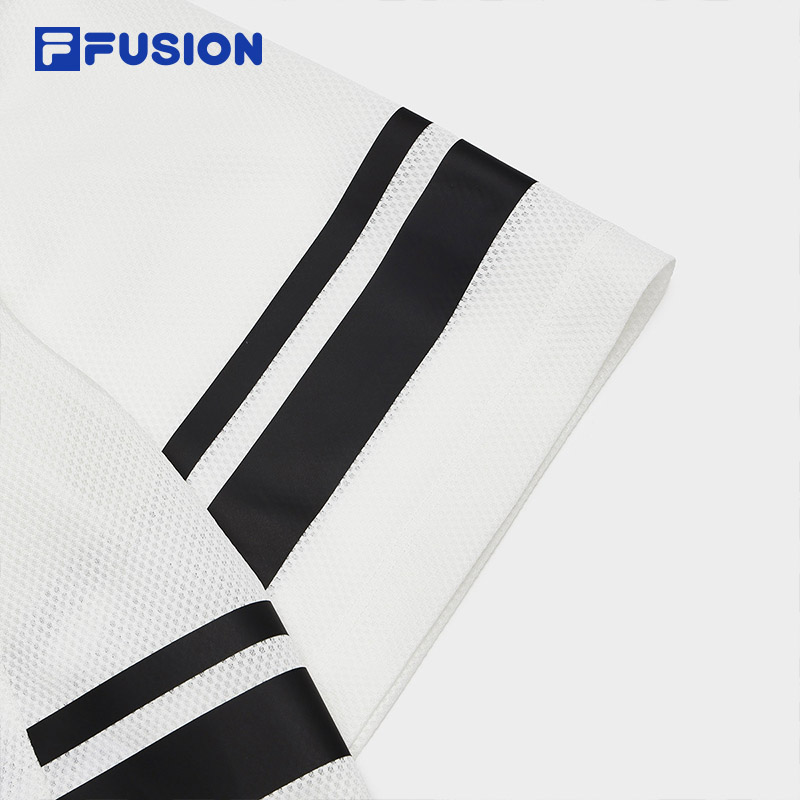 FILA FUSION BASKETBALL INLINE UNIFORM Women's Cropped Short Sleeve T-shirt (White) and Sports Bra (Black) (2-piece Set)