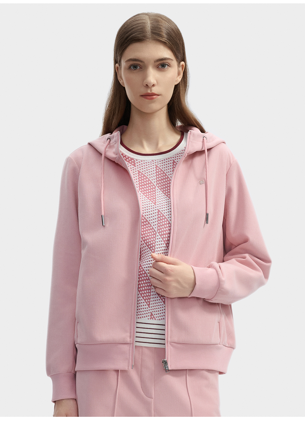 FILA CORE LIFESTYLE WHITE ORTISEI Women Hooded Jacket (Pink)