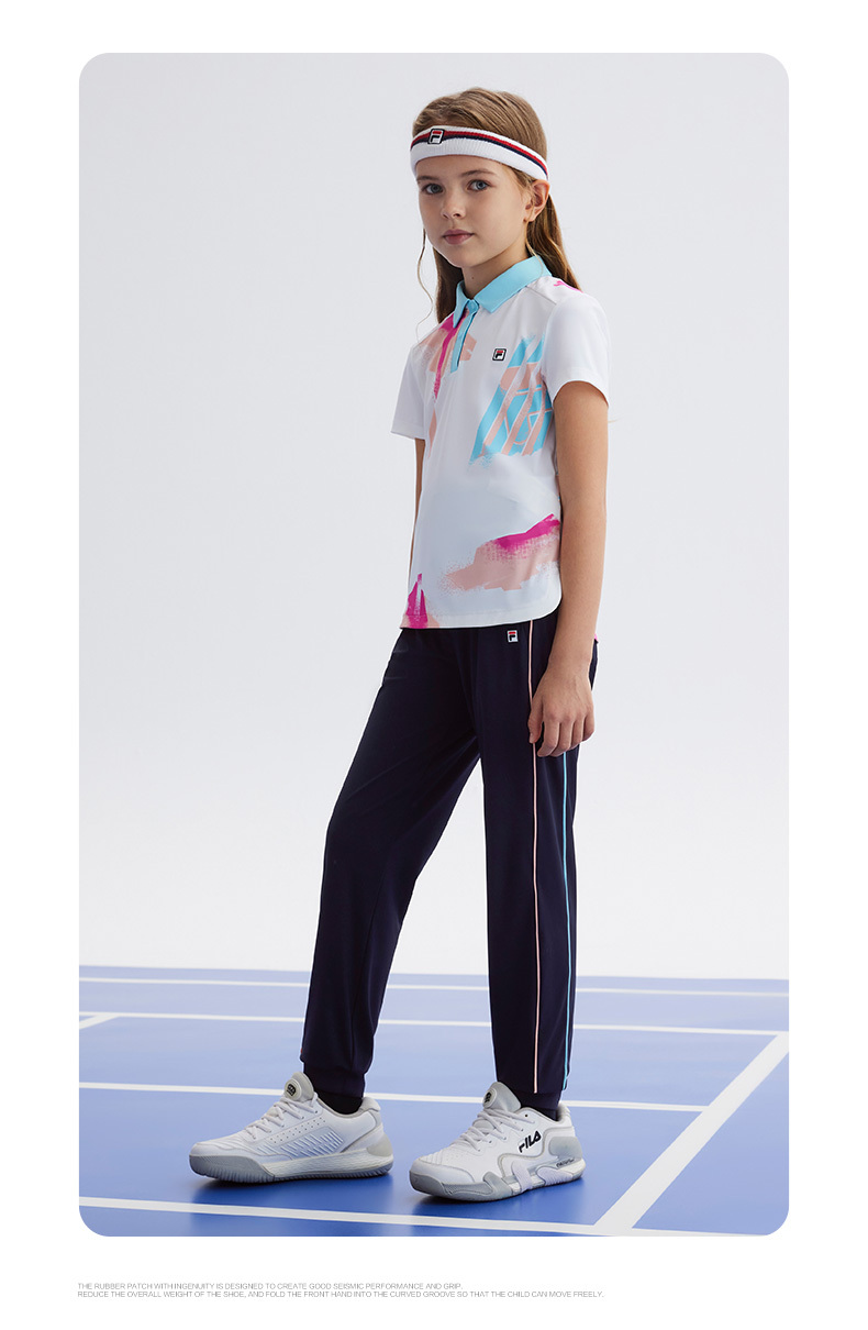 (130-165cm) FILA KIDS ART IN SPORTS PERFORMANCE TENNIS Girl's Knit Pants in Navy