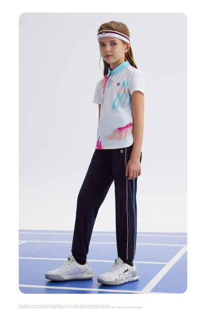 (130-165cm) FILA KIDS ART IN SPORTS PERFORMANCE TENNIS Girl's Knit Pants in Navy