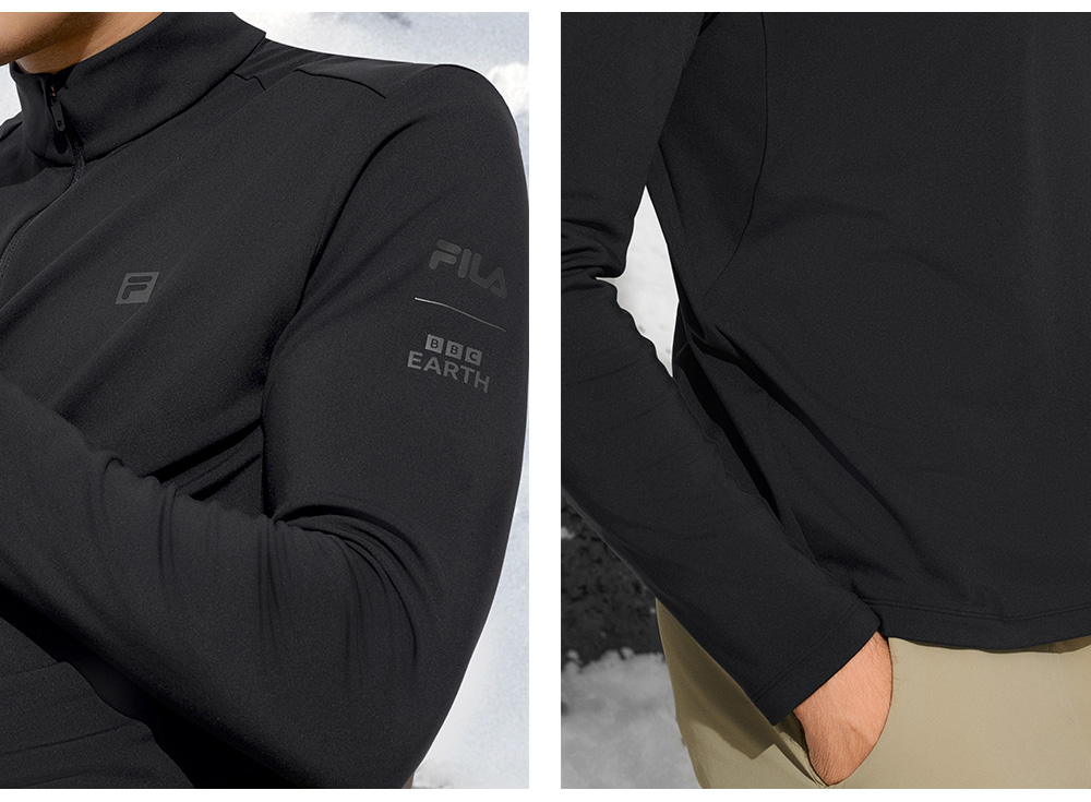 FILA CORE ATHLETICS EXPLORE X BBC EARTH PATHWAYS OF WONDER Men Long Sleeve Top (Beige / Black / Olive Green)