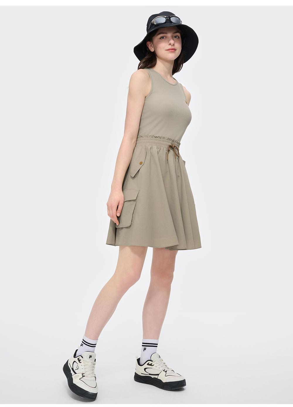 FILA FUSION INLINE CATEGORY CLUB - DRESSES Women Dress (Grey / Matcha Khaki)