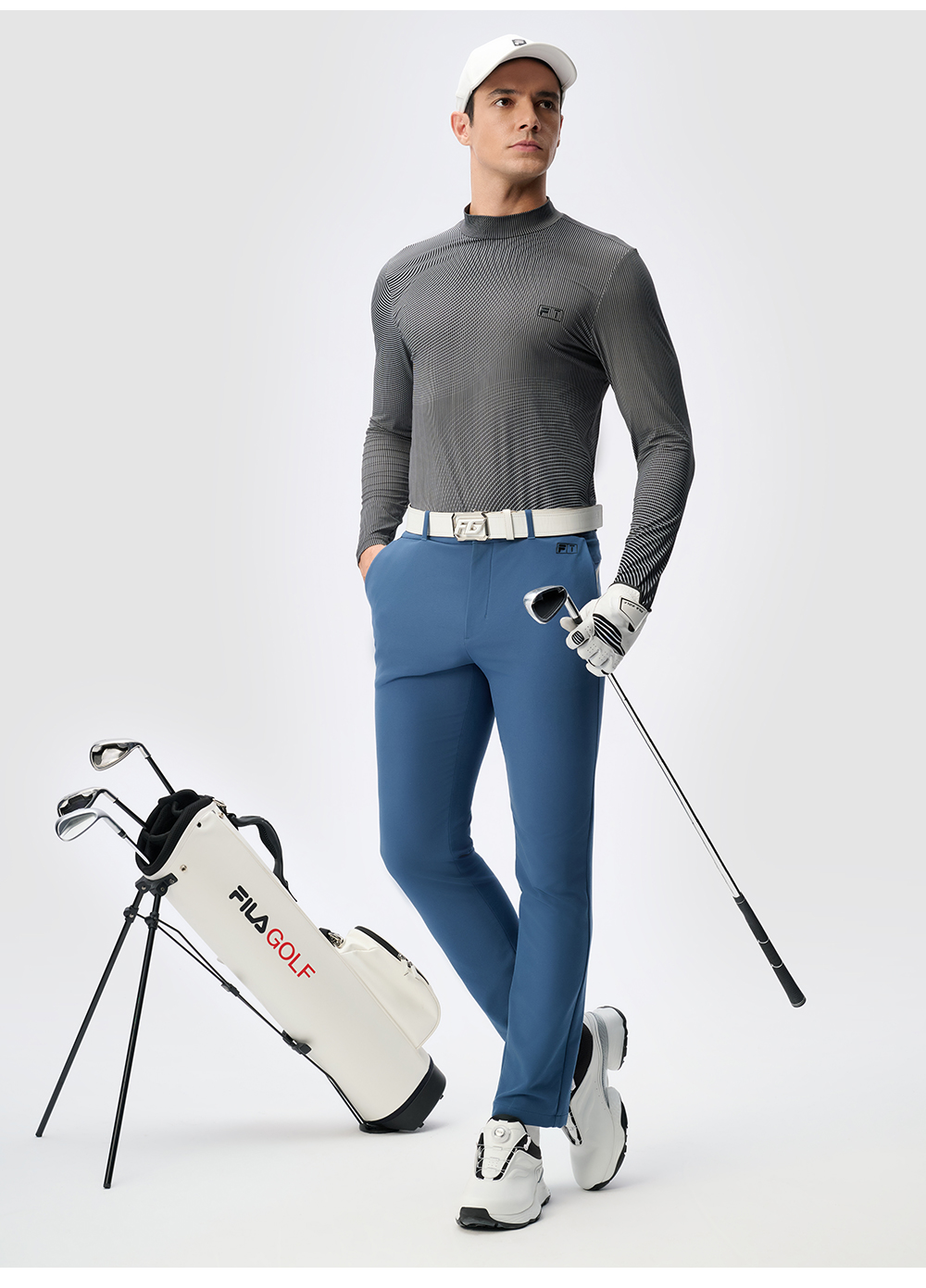 FILA CORE ATHLETICS GOLF DP WORLD TOUR MONOGRAM STRIPE Men Long Sleeve Top (Full Print)