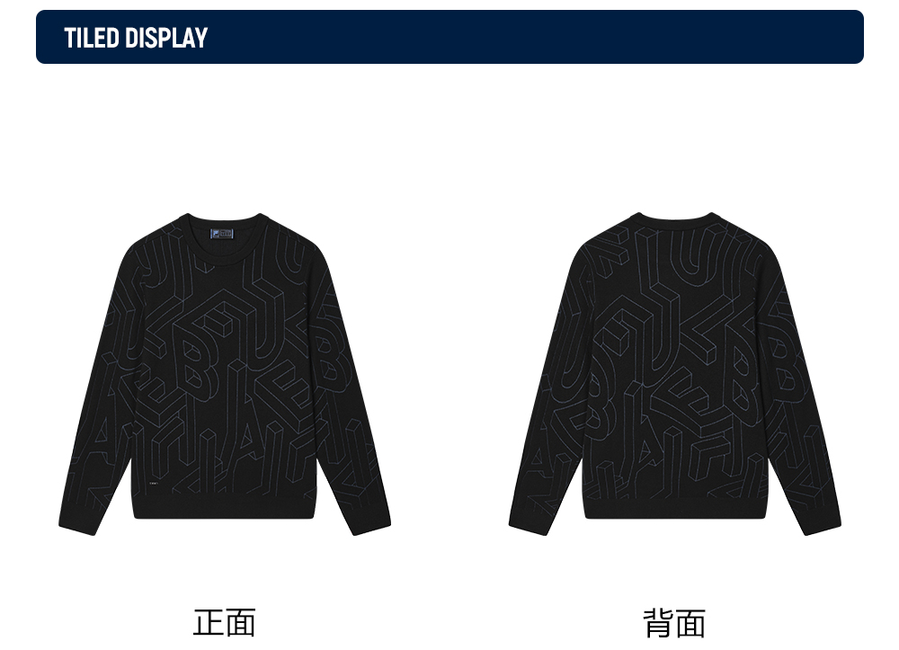 FILA CORE LIFESTYLE BLUE GEOMETRIC SNOW ART Men Knit Sweater (Black)