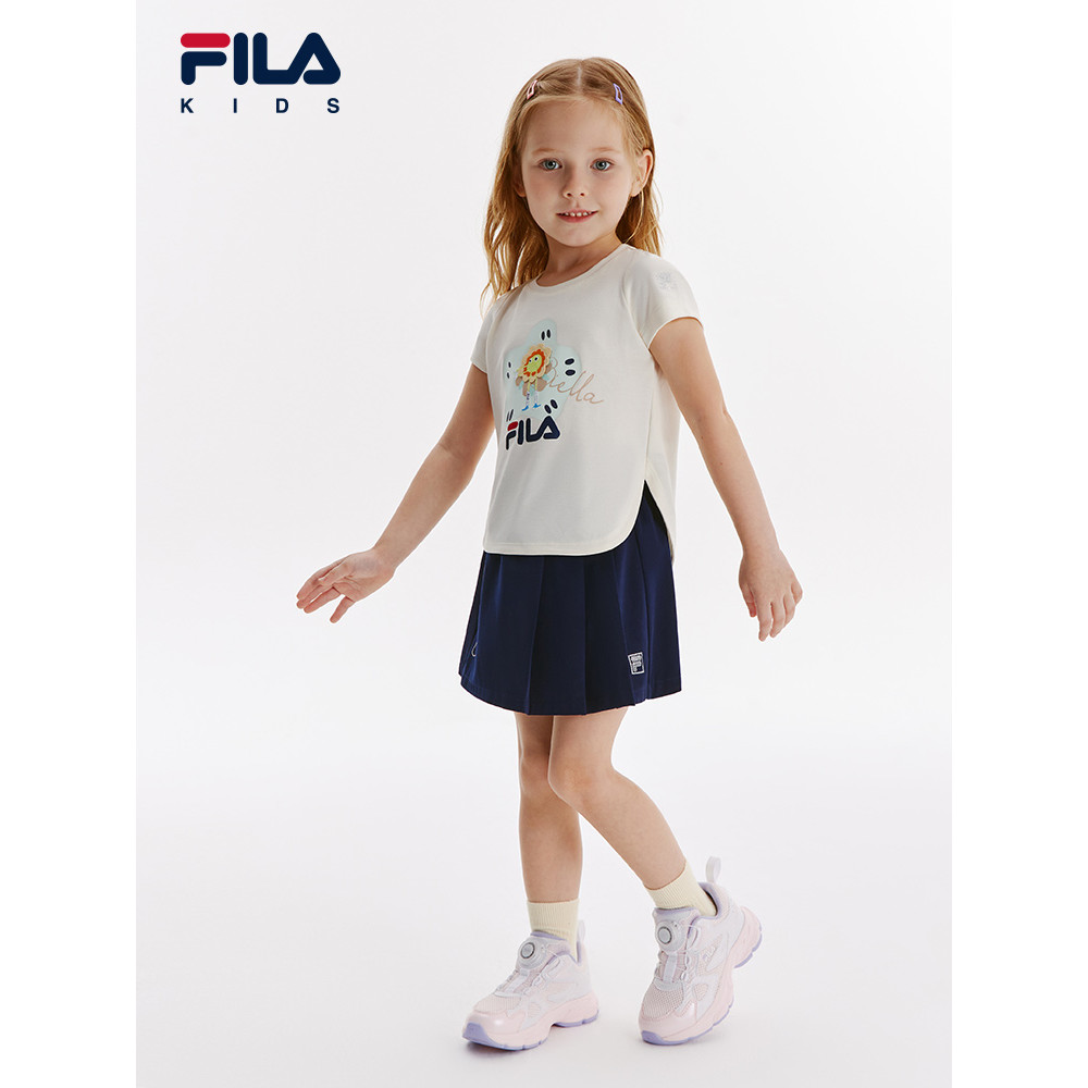 (105-130cm) FILA Kids breathable short skirt girls' pants skirt woven skirt in Dark Blue