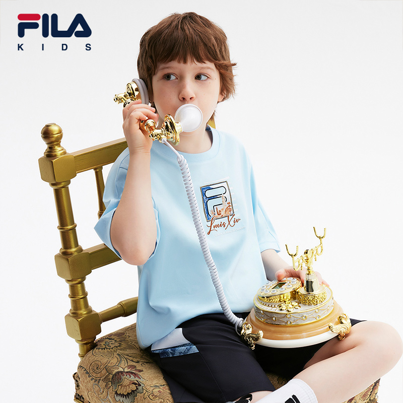 FILA KIDS WHITE LINE x RMN Boys' Printed Short Sleeve T-Shirts (Multi-Colors and Designs Available - White/Yellow/Blue)