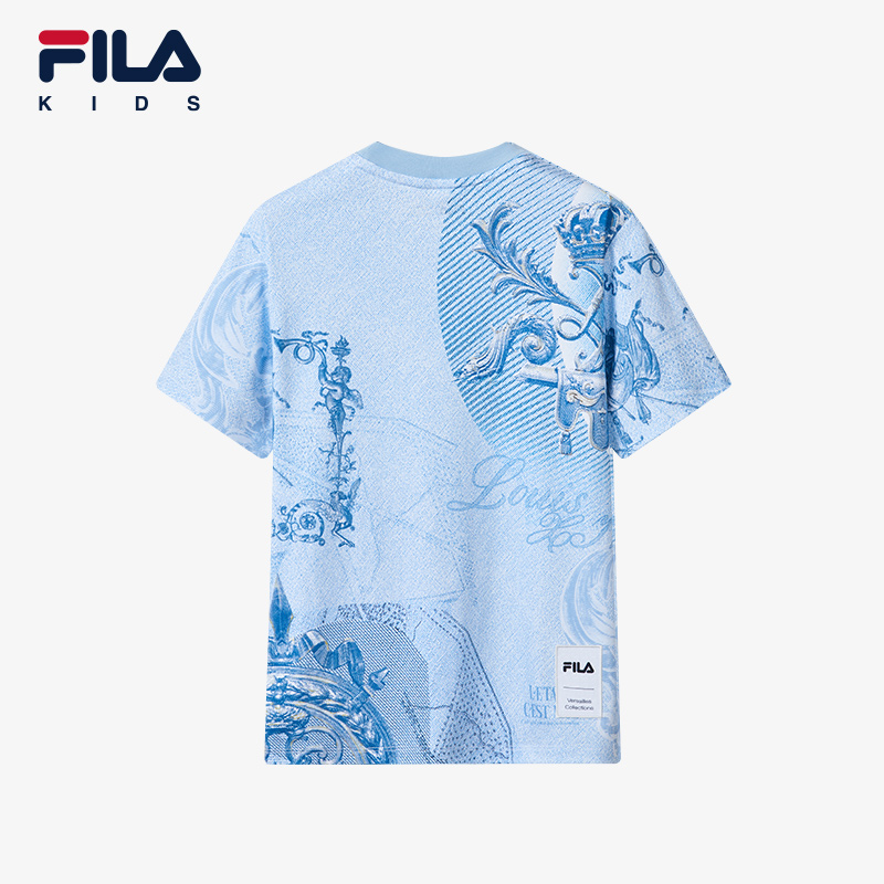 FILA KIDS WHITE LINE x RMN Boys' Short Sleeve T-shirt / Polo Tee  (Full Print in White and Blue)