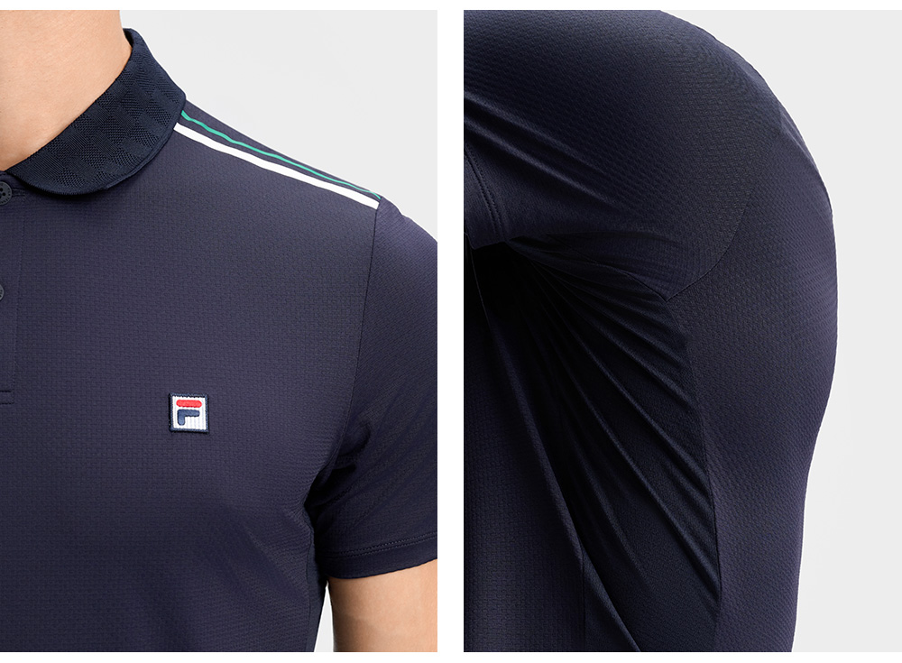 FILA CORE ATHLETICS TENNIS1 ART IN SPORTS Men Short Sleeve Polo (Navy)