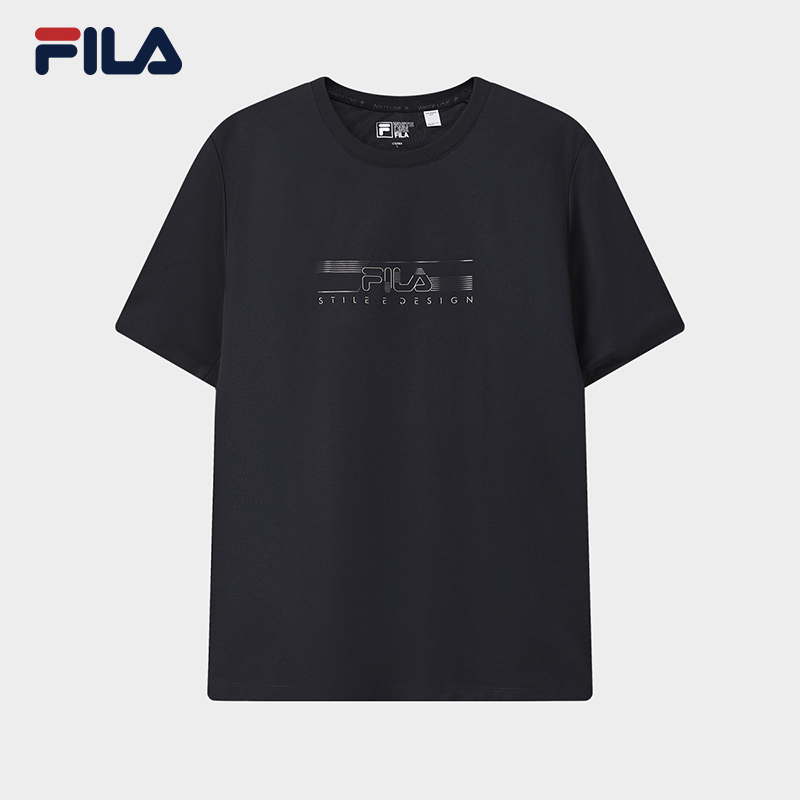 FILA CORE Men WHITE Knitted Short Sleeve Top NAVY