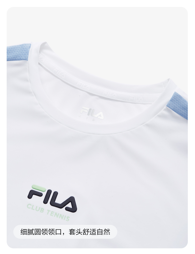 (130-165cm) FILA KIDS PERFORMANCE TENNIS Girl's Short Sleeve T-shirt in White