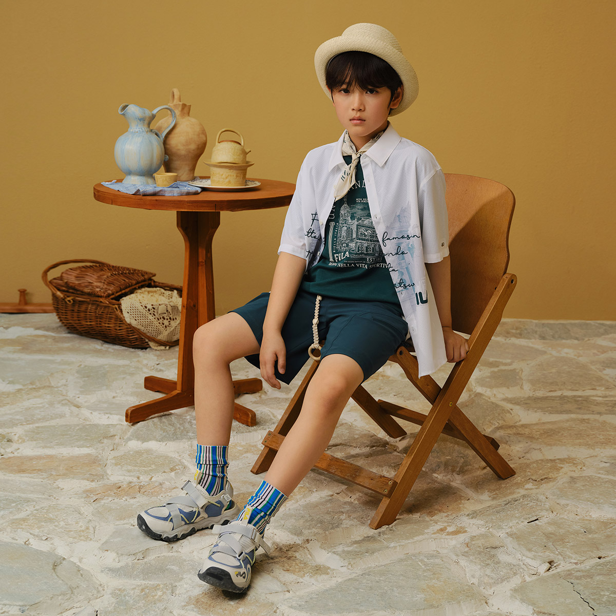 FILA KIDS WHITE LINE Boys Short Sleeves Shirt