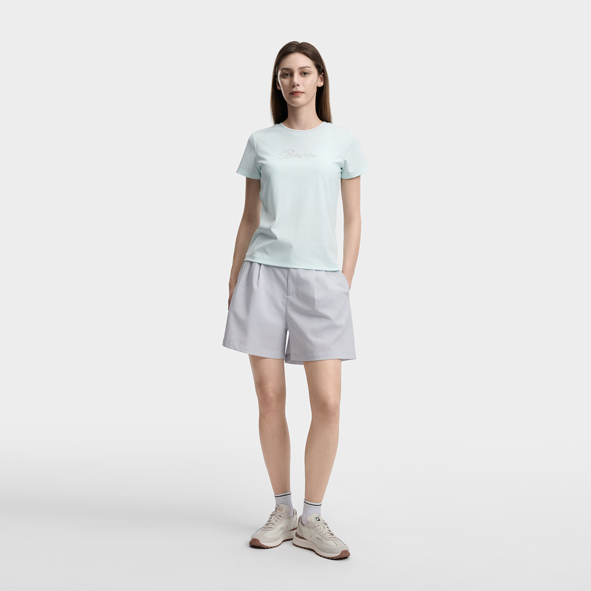 FILA WOMEN'S WHITE Knitted Short Sleeve Top