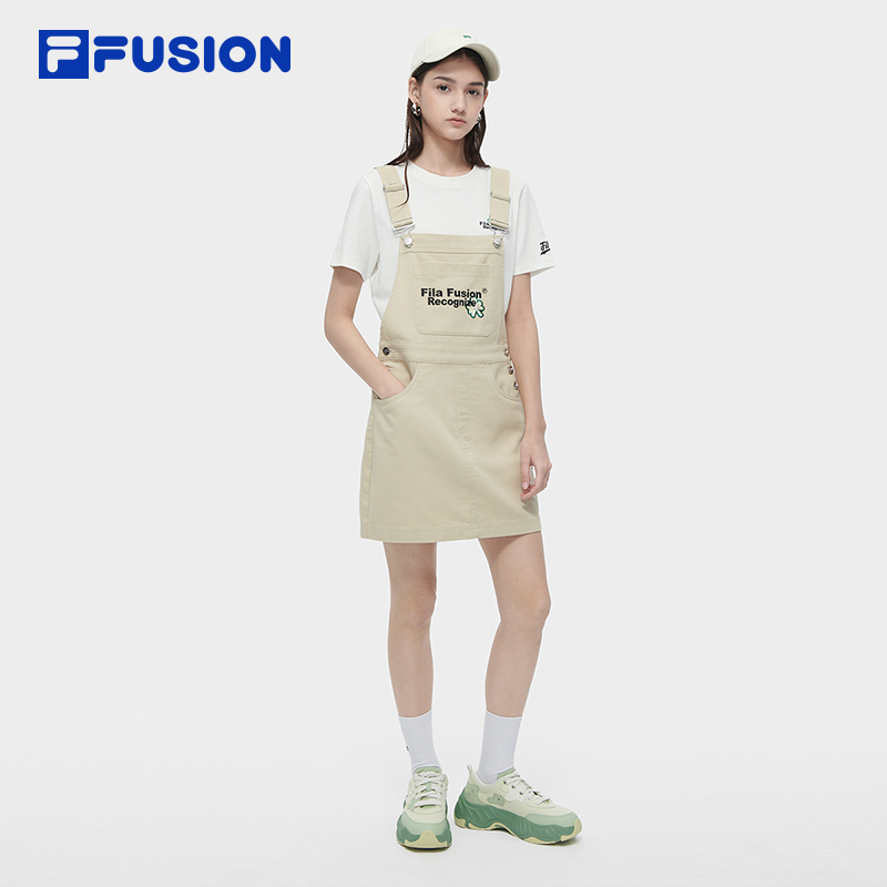 FILA FUSION INLINE CULTURE Women Overalls (Jumpsuit Dress) in Light Khaki