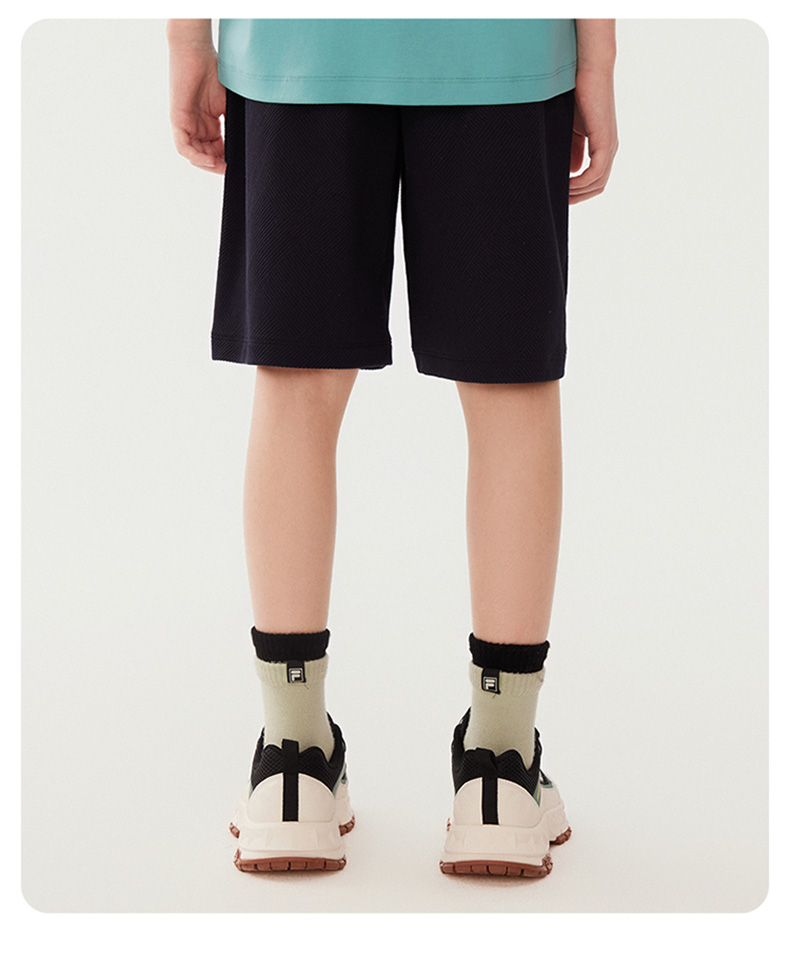 (130-170cm) FILA KIDS WHITE LINE Boy's Knit 5 Inch Pants in Navy