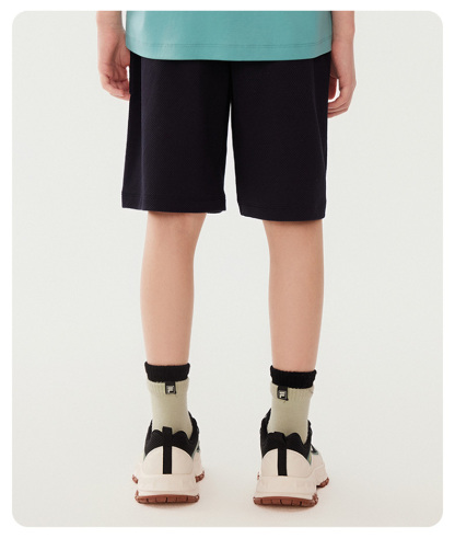 (130-170cm) FILA KIDS WHITE LINE Boy's Knit 5 Inch Pants in Navy