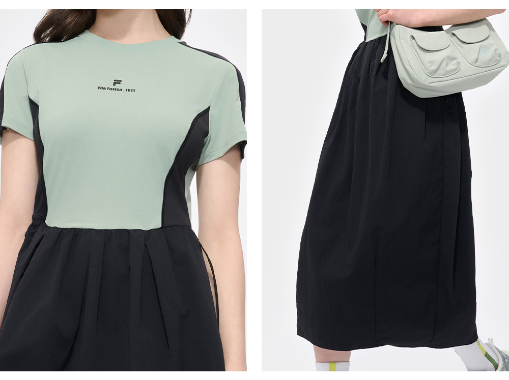 FILA FUSION INLINE CATEGORY CLUB SHORT SLEEVE Women Dress (Black / Green)