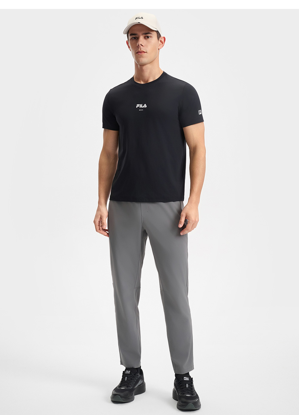 FILA CORE ATHLETICS FITNESS BLACK MEN SPACE DRIOD Men Short Sleeves T-Shirt (Black / Blue / White)