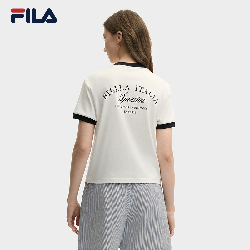 FILA CORE LIFESTYLE ORIGINALE DREAMS ON THE COURT Women Short Sleeves T-Shirt (Black / Pink / White)