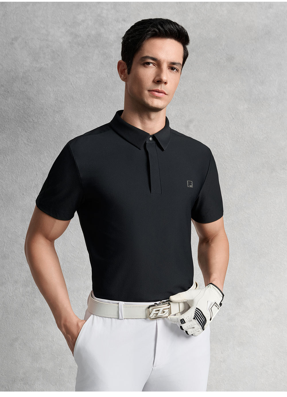 FILA CORE ATHLETICS GOLF ELITE GOLF CLUB Men Short Sleeve Polo (Black)