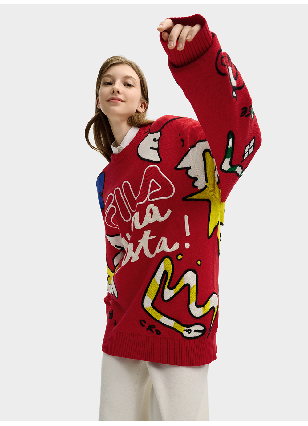 FILA CORE LIFESTYLE ORIGINALE FILA SOPHEY Women Knit Sweater (Red)