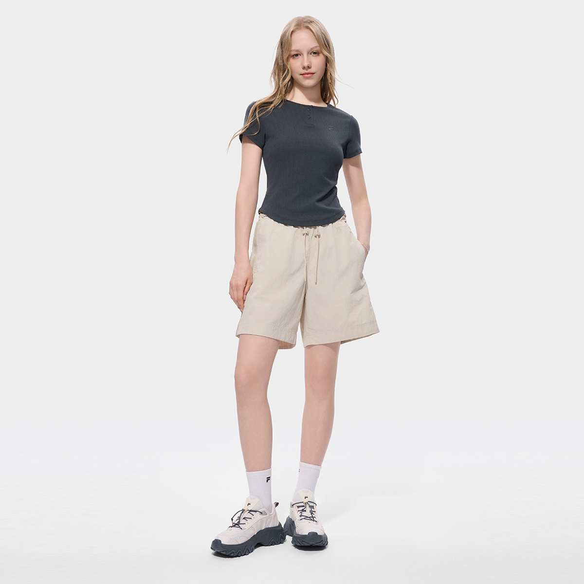 FILA FUSION INLINE Women Knitted Short Sleeve Top