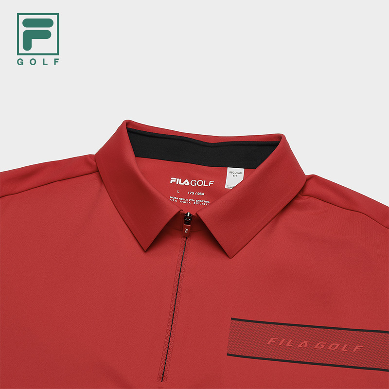 FILA CORE ATHLETICS GOLF Men's Long Sleeve Polo in Red