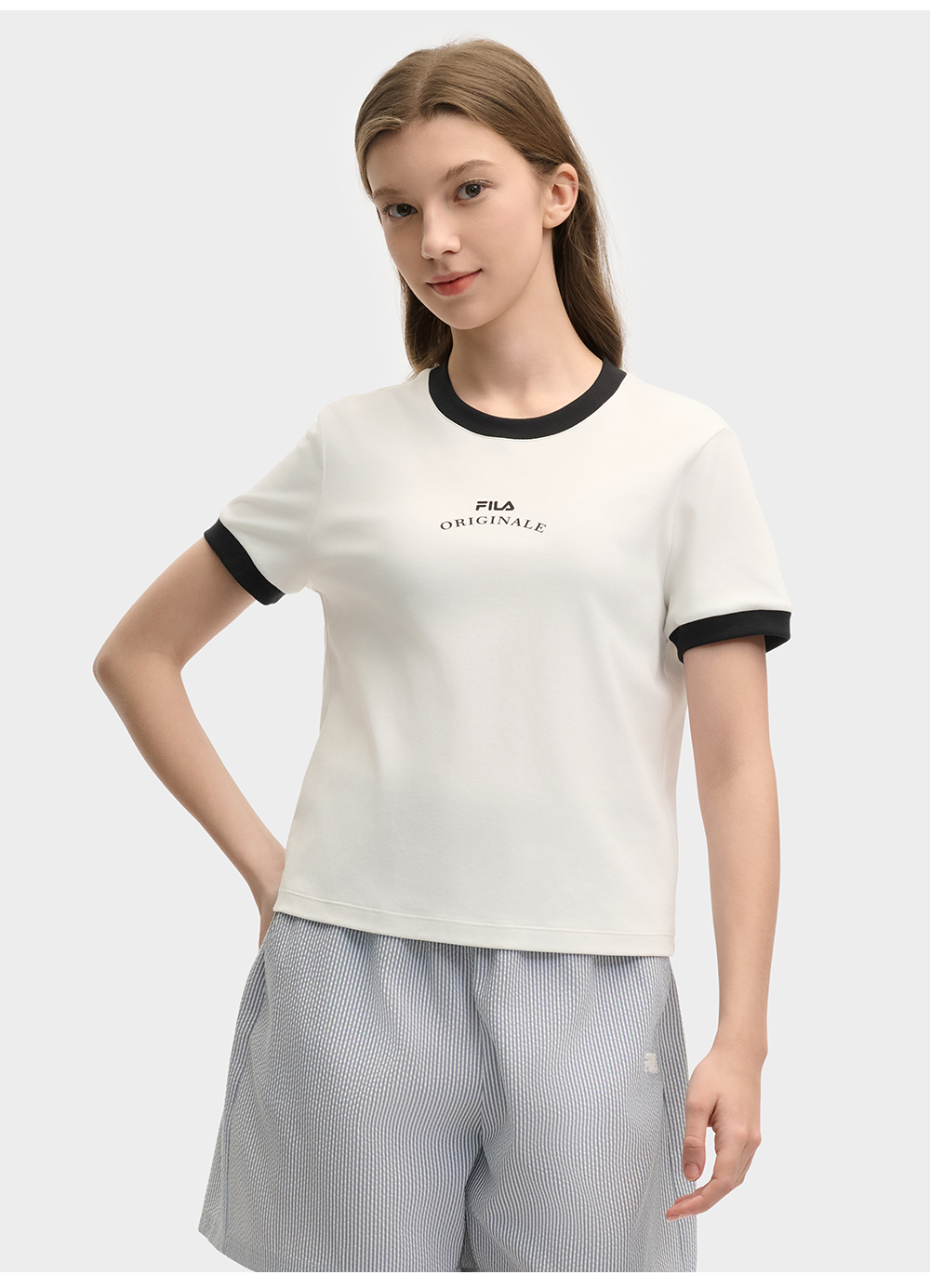 FILA CORE LIFESTYLE ORIGINALE DREAMS ON THE COURT Women Short Sleeves T-Shirt (Black / Pink / White)