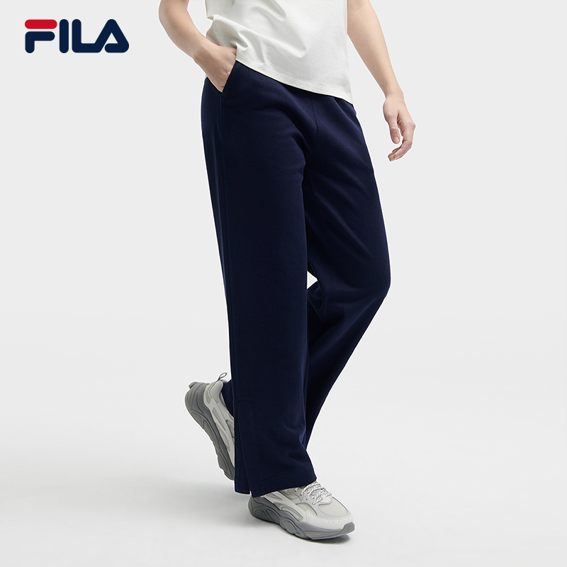 FILA CORE WHITE LINE Women's Knit Wide-Leg Long Pants in Dark Navy