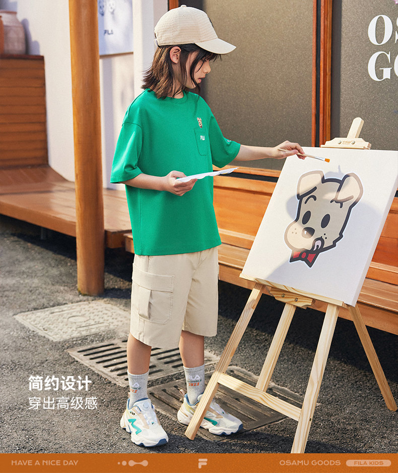 (130 - 170cm) FILA KIDS x OSAMU GOODS Unisex Short Sleeve T-Shirt