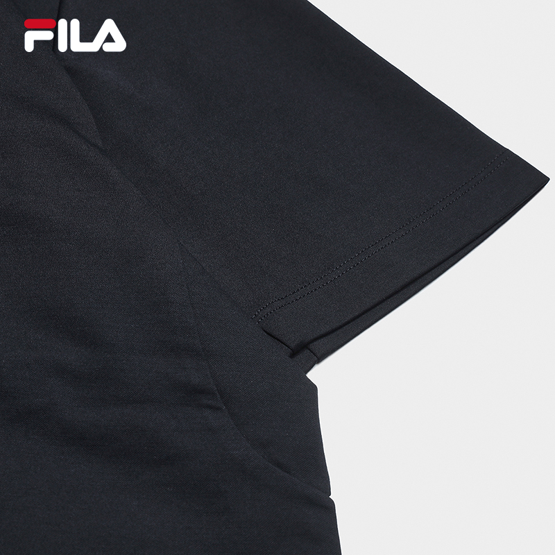 FILA CORE Men WHITE Knitted Short Sleeve Top NAVY